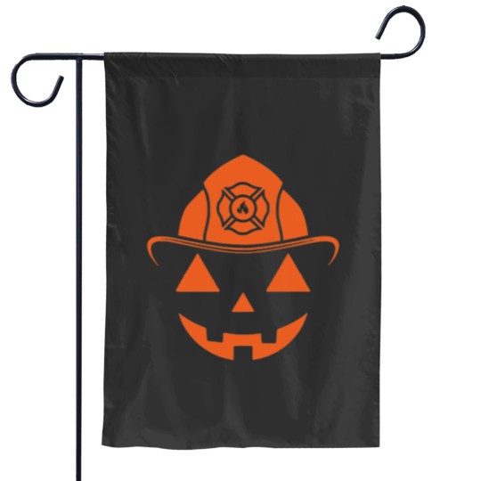 Discover Halloween Firefighter Helmet Pumpkin Garden Flags