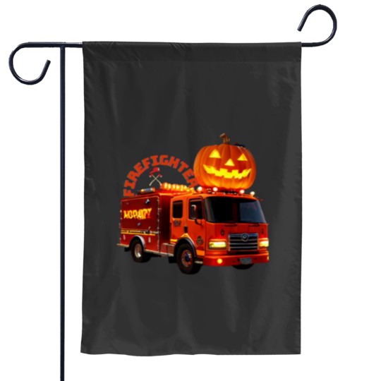 Discover Firefighter on halloween night Garden Flags