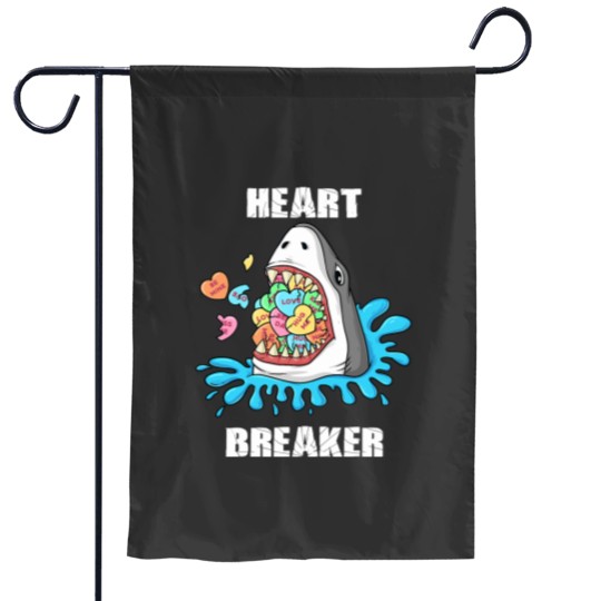 Discover Valentines Day Shark Heart Breaker Funny Boys Kids Garden Flags