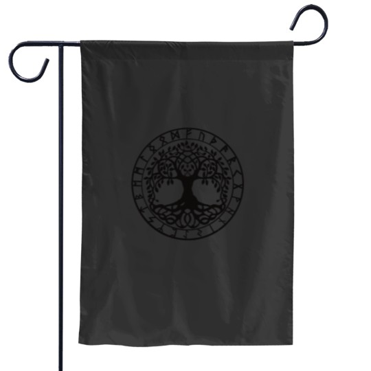 Discover Yggdrasil with rune ring Garden Flags