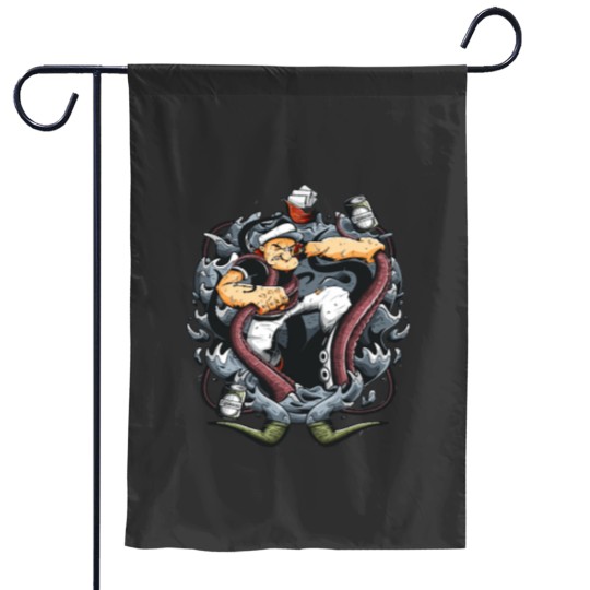 Discover popeye fighting monster Essential Garden Flags