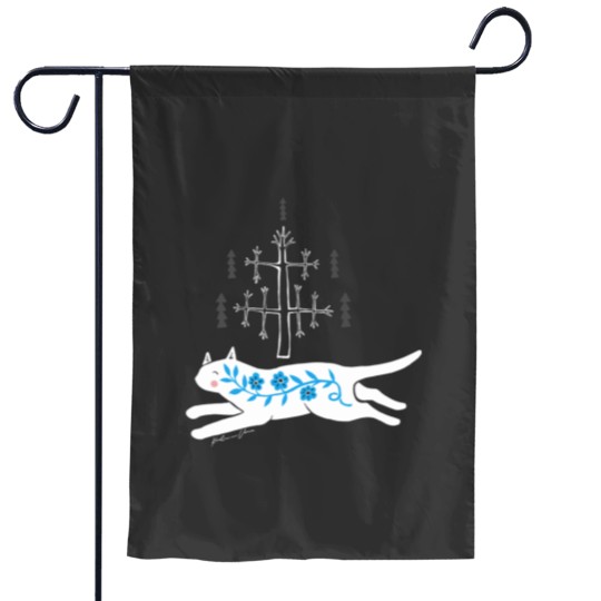 Discover Folk cat on yellow Garden Flags