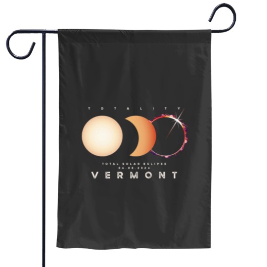 Discover Solar Eclipse 2024 Vermont Total Eclipse Astronomy Graphic Garden Flags