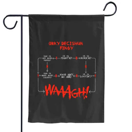 Discover Ork WAAGH Decision Chart Decishun Fingy! Garden Flags