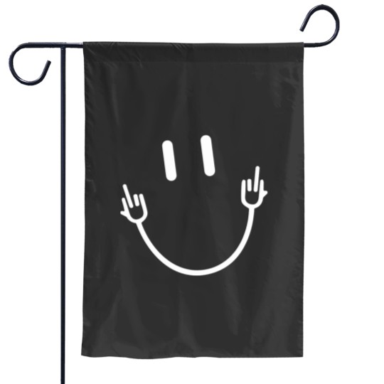 Discover Smile Face Middle Fingerss Funny Sarcasm Meme Quote Garden Flags