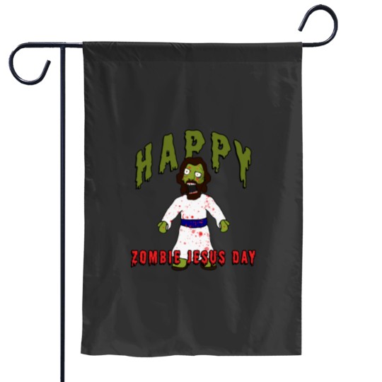 Discover Creepy Zombie Jesus wants BRAINS! Happy Zombie Jesus Day! Funny Horror creepy zombie jesus Garden Flags