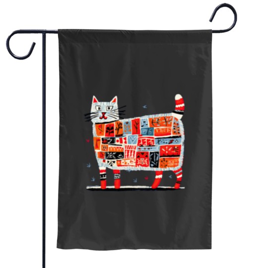 Discover abstract mosaic cat design Garden Flags
