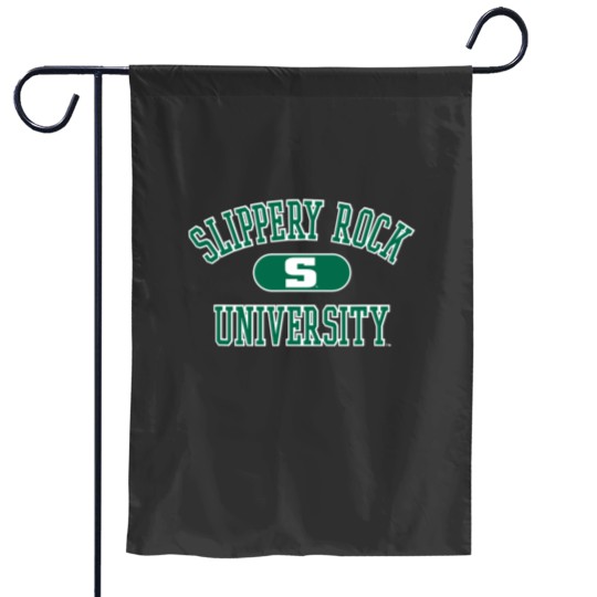 Discover Slippery Rock The Rock Varsity Logo Officially L Garden Flags