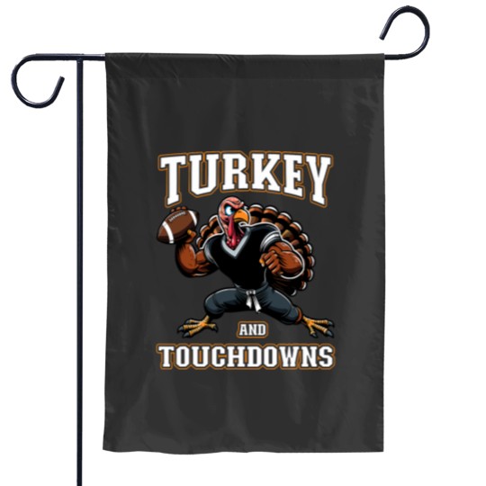 Discover Thanksgiving Design for Boys Turkey and Touchdowns Youth Men Garden Flags