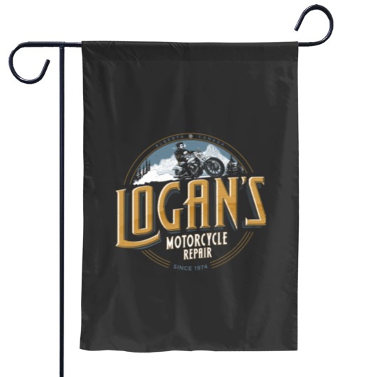 Discover Logan's Motorcycle Repair Garden Flags