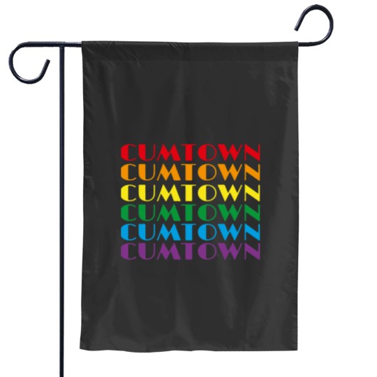 Discover Cum Town in Rainbow Colors Garden Flags