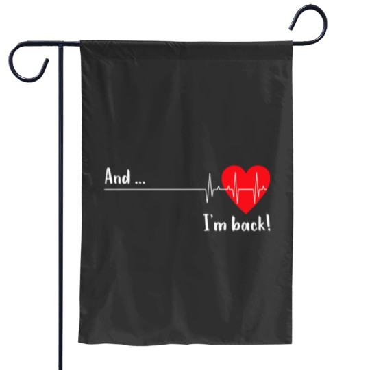 Discover And Im Back EKG Heartbeat For Cardiologist Heart Survivor Garden Flags