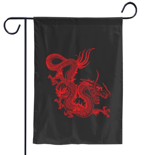 Discover Red Chinese Dragon Garden Flags