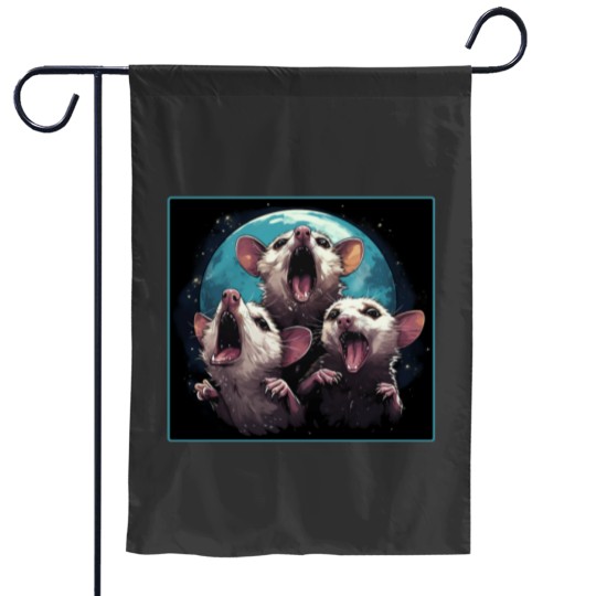 Discover Copy of Three possumss Moon 3 Opossum Funny Weird Cursed Meme Garden Flags