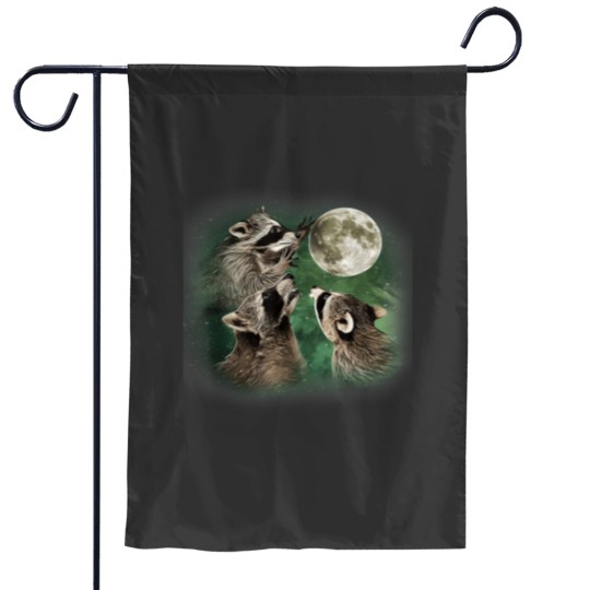 Discover Three Raccoon and Moons Garden Flags