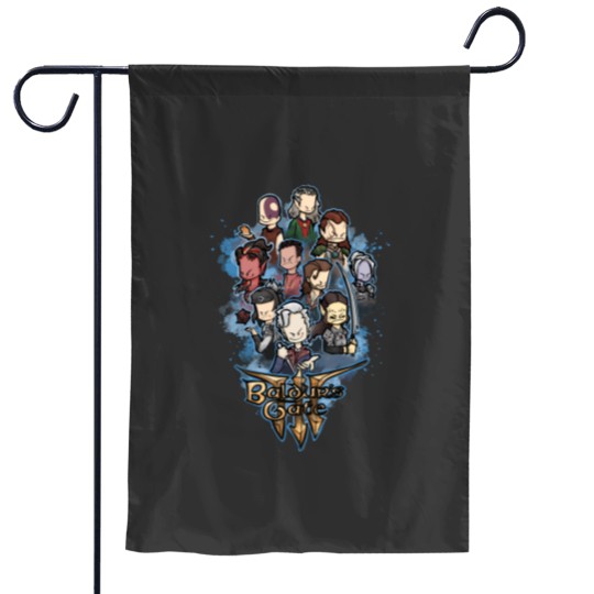 Discover Baldurs gate full party Garden Flags