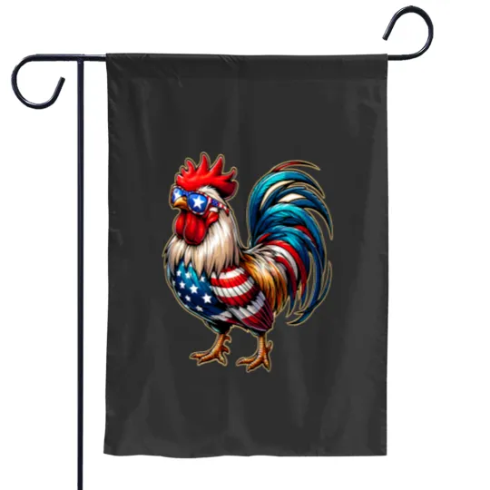 Discover Chicken USA Flag Patriotic Chicken Lover 4th of July Garden Flags