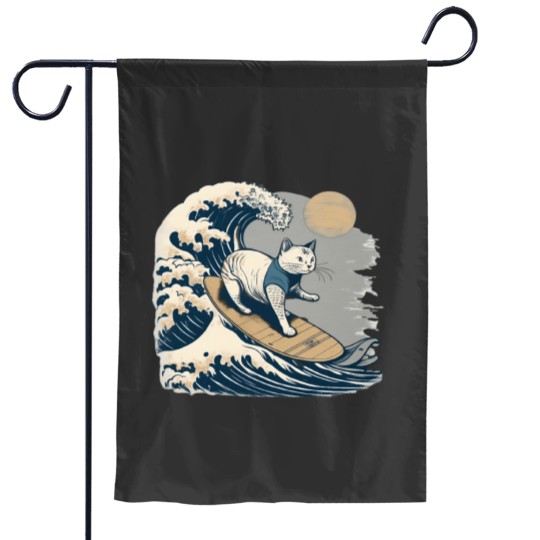 Discover Kanagawas Feline Adventurer Cat Surfer Garden Flags