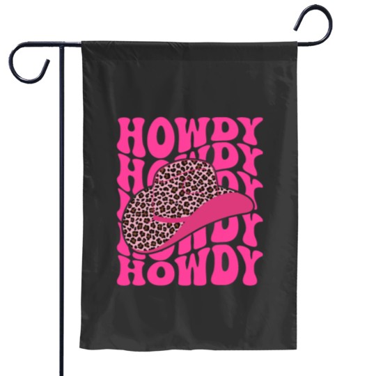 Discover Groovy Howdy Leopard Print Hat Western Country Cute Cowgirlss Garden Flags