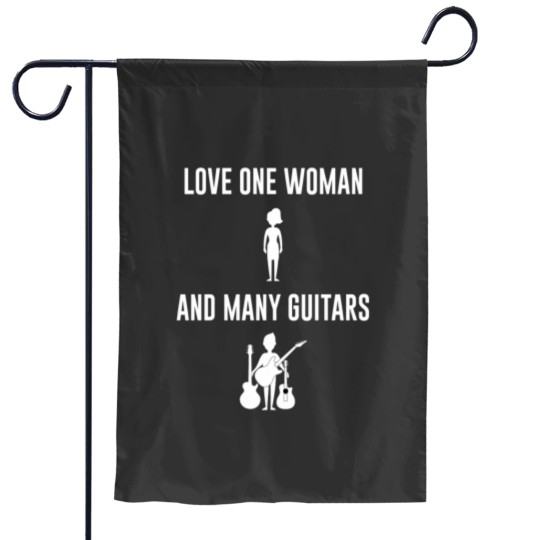 Discover Love One Woman and Many Guitars Garden Flags