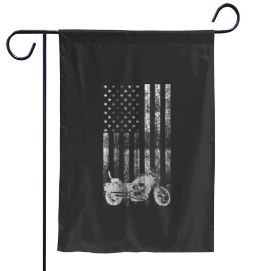 Discover American Flag Harley Lovers Biker Distressed Patriotic Support Design Garden Flags