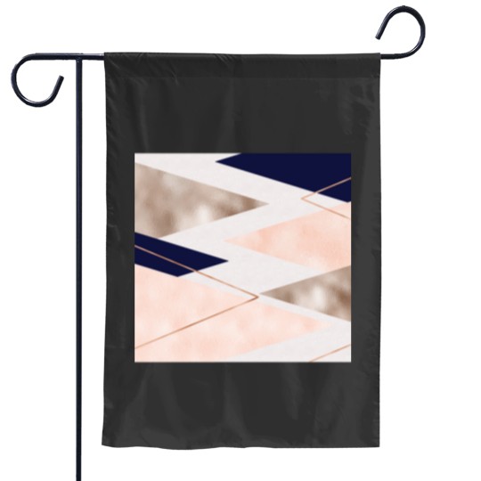 Discover Rose gold french navy geometric Garden Flags