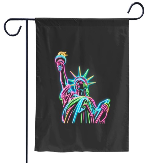 Discover Vivid Statue of Liberty Tee Colorful Icon Garden Flags