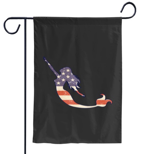 Discover Patriotic Flag Swimming Mermaid Silhouette America Merica USA Sea Ocean Garden Flags