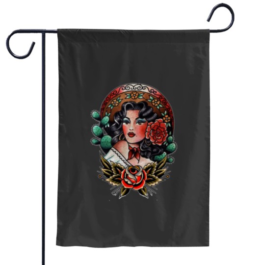 Discover Traditional Pretty Mexican Chicana Tattoo Garden Flags