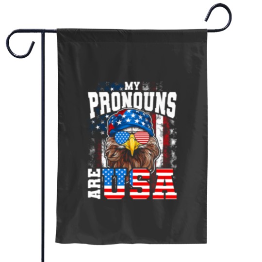 Discover My Pronouns Are USA Patriotic Eagle Funny 4th of July Garden Flags