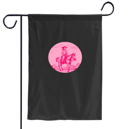 Discover Pink Cowgirlss Neon Wild West Garden Flags