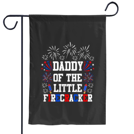 Discover Daddy Of The Little Firecracker Shirt 4th of July Birthday Garden Flags