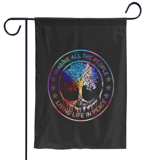 Discover All The People Imagine Living Life In Peace Art Tree Garden Flags
