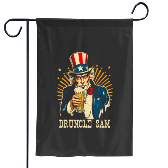 Discover Druncle Uncle US Sam Beer Drinking 4th of July Patriotic Garden Flags