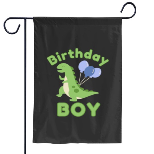 Discover Birthday squad boy kid party cute dino dinosaur trex balloon Essential Garden Flags