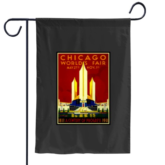 Discover CHICAGO WORLDS FAIR Vintagess 1933 Advertising Print Garden Flags