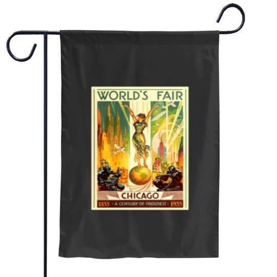 Discover Worlds Fair Chicago Vintagess Travel Garden Flags