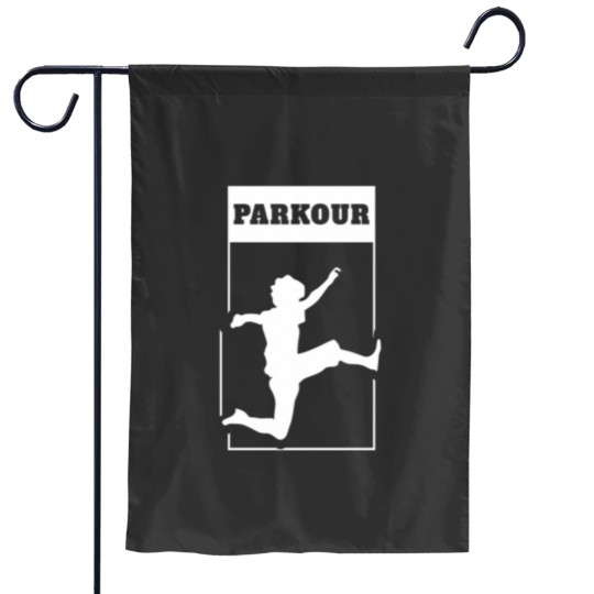 Discover PARKOUR A Black and White Defiance Garden Flags