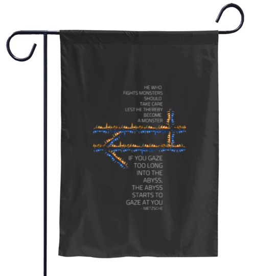 Discover He who fights with monsters Nietzsche Fantasy Garden Flags