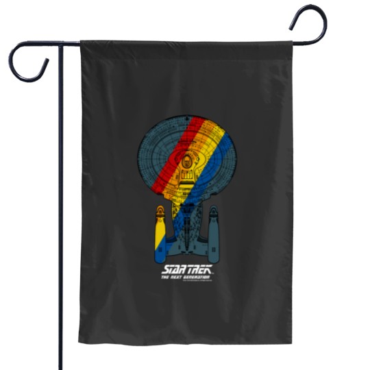 Discover Star Trekss Next Generation Ship Portrait Rainbow Fill Garden Flags