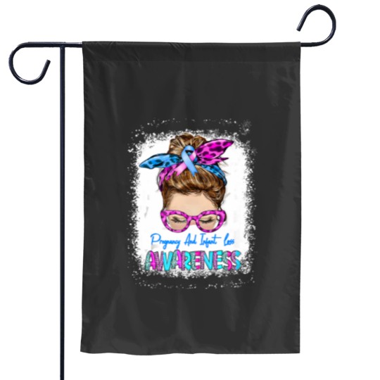 Discover Women Messy Bun Hair Pregnancy and Infant Loss Awareness Tank Top Garden Flags