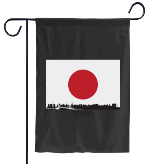 Discover Tokyo Japan Skyline Japanese Flag Garden Flags