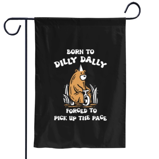 Discover Born To Dilly Dally Forced To Pick Up The Pace Meme Funny Autism Racoon in vint Garden Flags