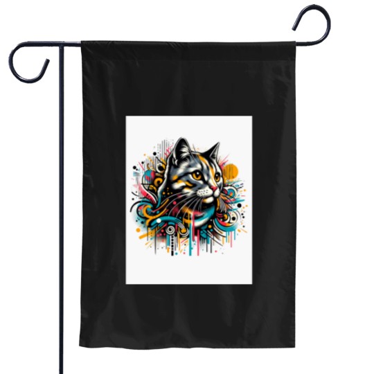 Discover Graffiti Style Cat Art Garden Flags
