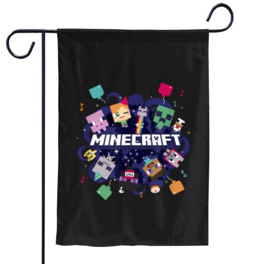 Discover minecraft chibi mobs party celebration logo Garden Flags