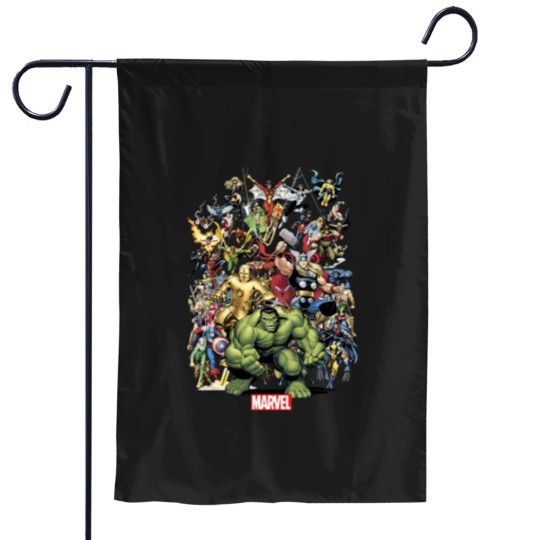Discover exclusive franchise superhero collage Garden Flags