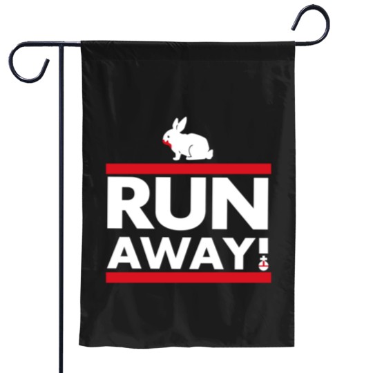 Discover Run Away! Garden Flags, Monty Python, Spamalot Garden Flags