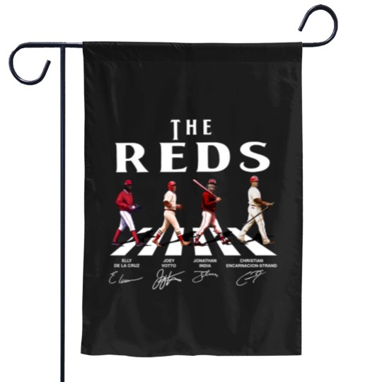 Discover Reds Walking Abbey Road Signatures Baseball Garden Flags, Elly De La Cruz, Votto, Jonathan India