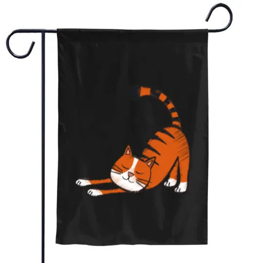 Discover Cute cat with black stripes and orange color Garden Flags