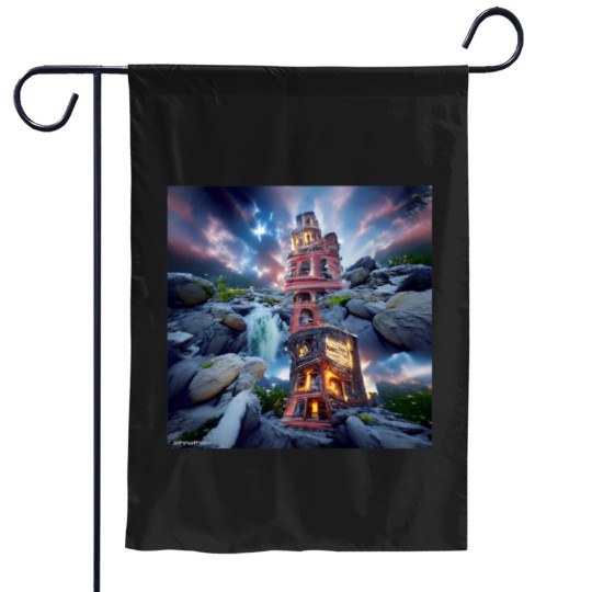 Discover TOWER BETWEEN WORLDS ORIGINAL DIGITAL AI GENERATED Garden Flags
